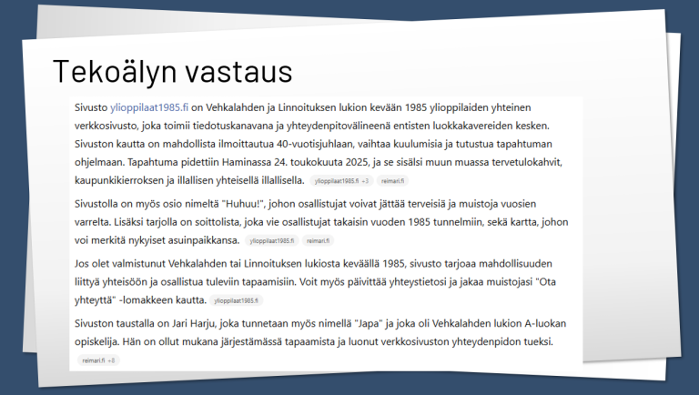 Kyllä tekoäly tietää myös ajankohdan!